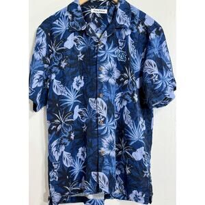 Tommy Bahama Blue North Carolina Tar Heels Coast Medium Button Shirt 100% Silk